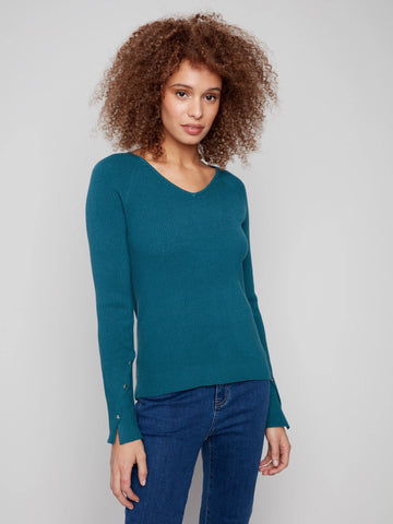 Ribbed V Neck Sweater